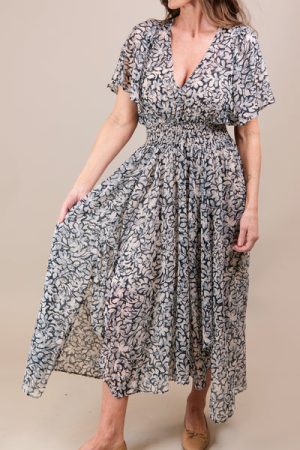 Floral Chiffon Smocked Dress