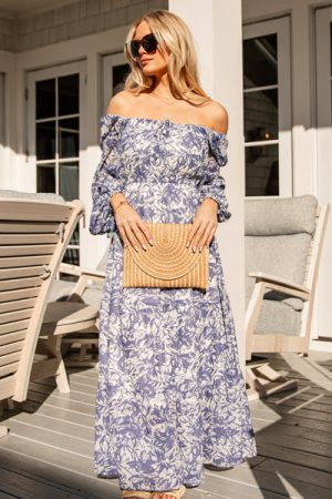 FINAL SALE - French Blue Floral Maxi Dress